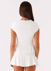 Landon Mini Skort - White Frill Hem