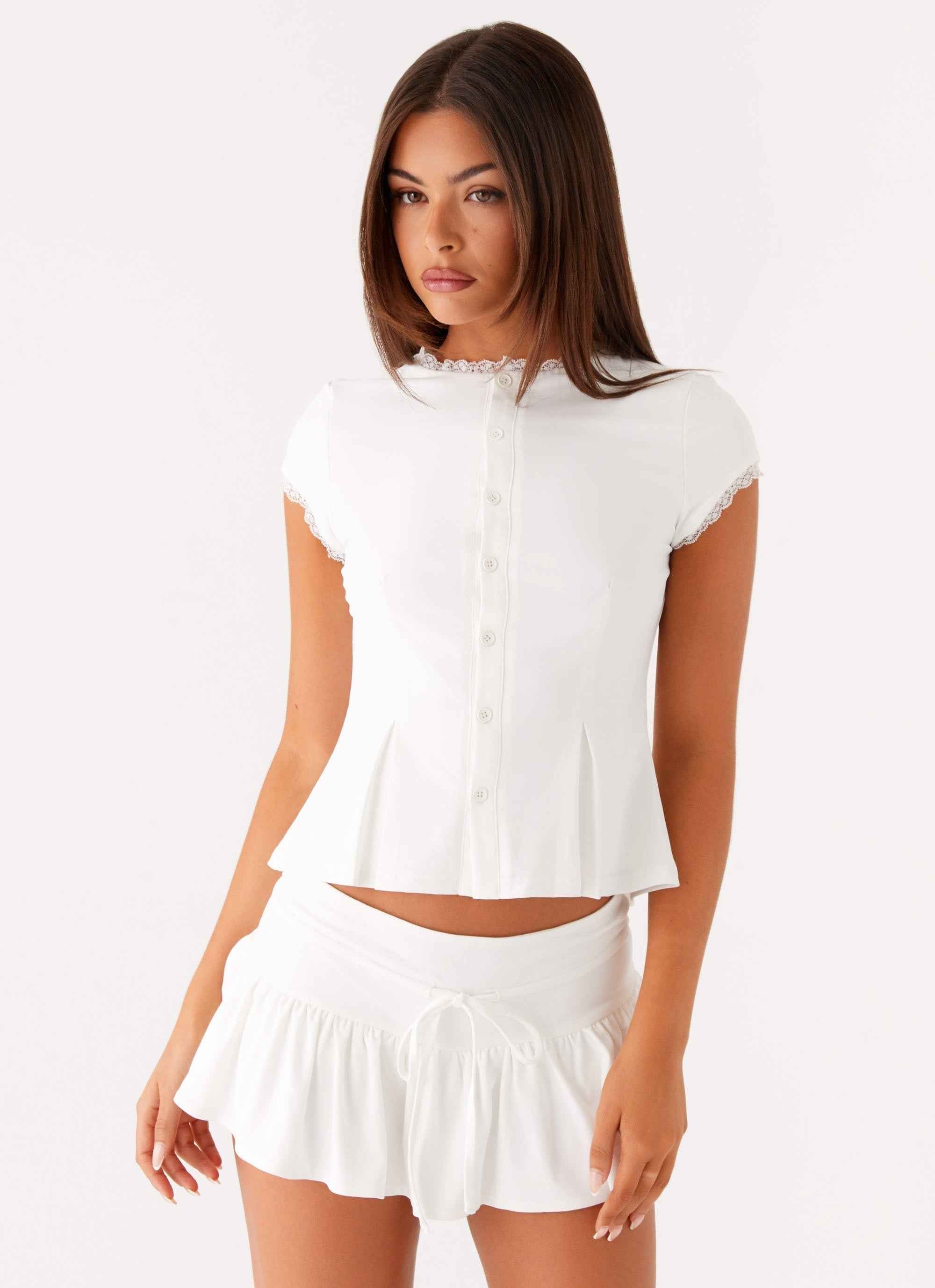 Landon Mini Skort - White Frill Hem