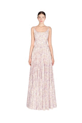 Lavender Elegant Pleated Maxi Evening Dress - Lavender
