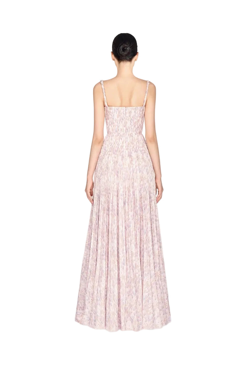 Lavender Elegant Pleated Maxi Evening Dress - Lavender