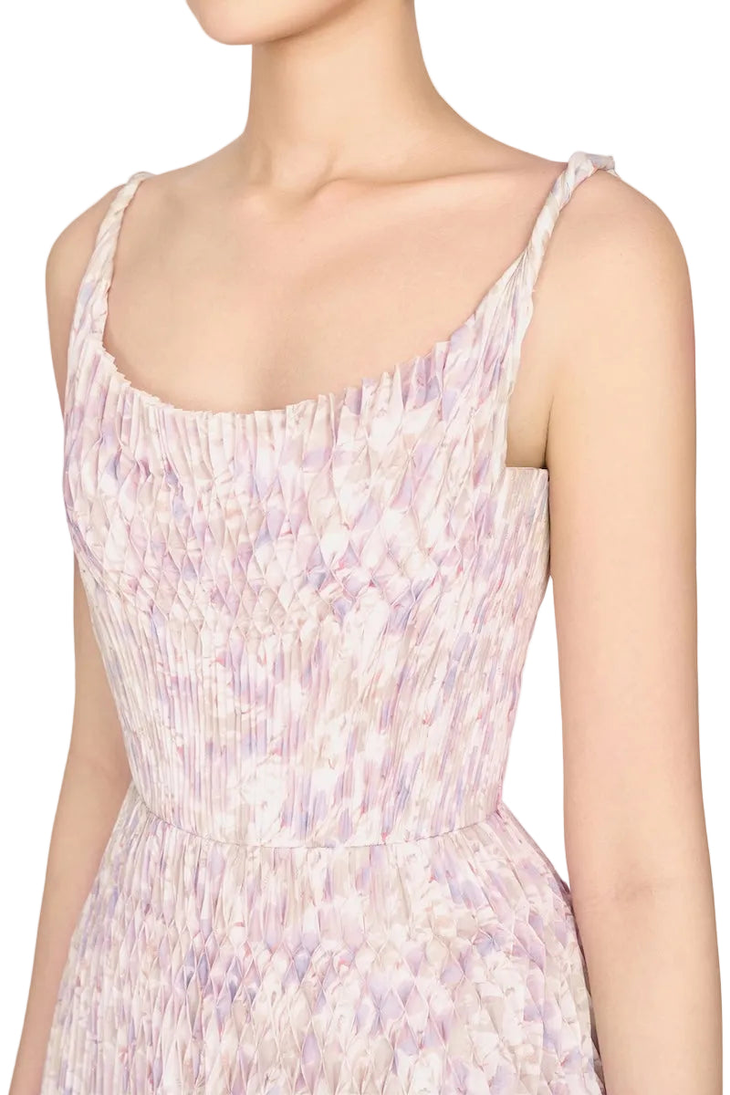 Lavender Elegant Pleated Maxi Evening Dress - Lavender