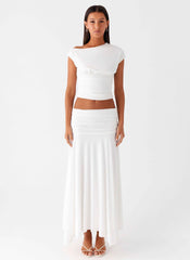 Liana Mini Top - White Asymmetrical Ruched
