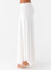 Liana Maxi Skirt - White Ruched Mesh