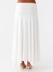 Liana Maxi Skirt - White Ruched Mesh