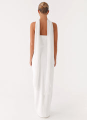 Libra Maxi Dress - White Strapless Crepe