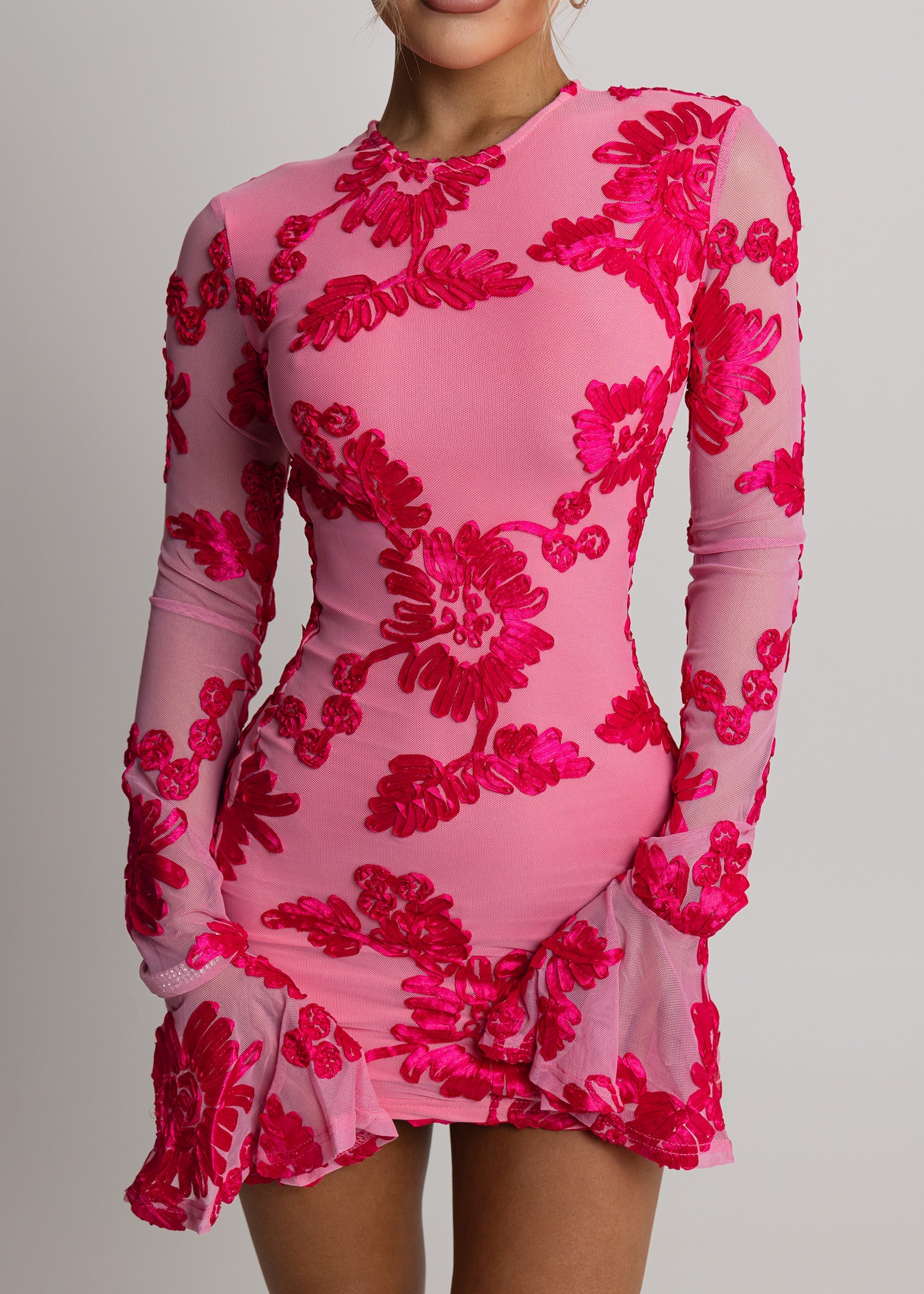 Locked In Heaven Long Sleeved Mini Dress - Pink
