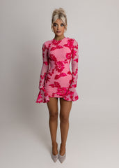 Locked In Heaven Long Sleeved Mini Dress - Pink