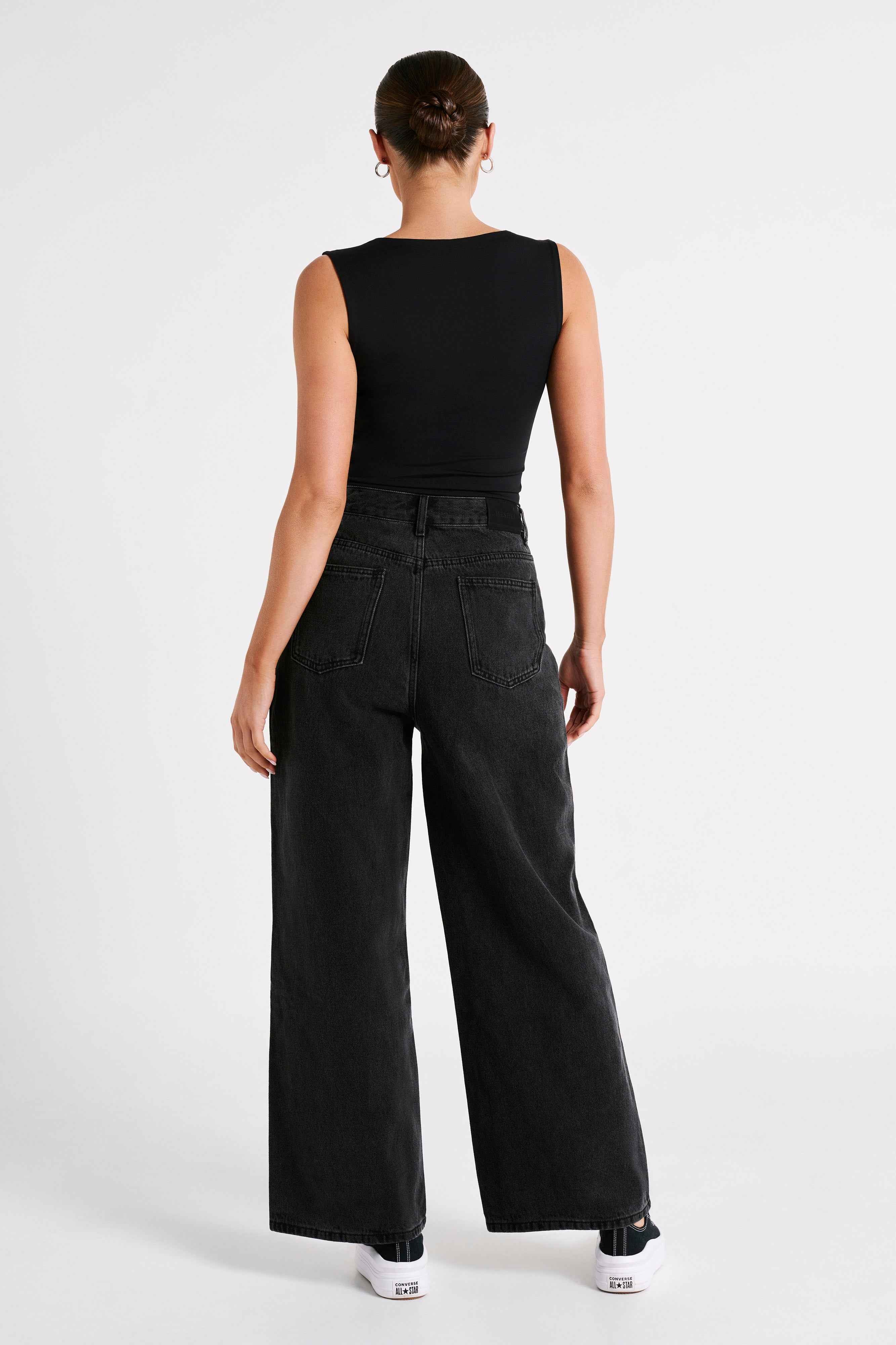 Linley Black Longline Top in Recycled Nylon