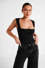 Linley Black Longline Top in Recycled Nylon
