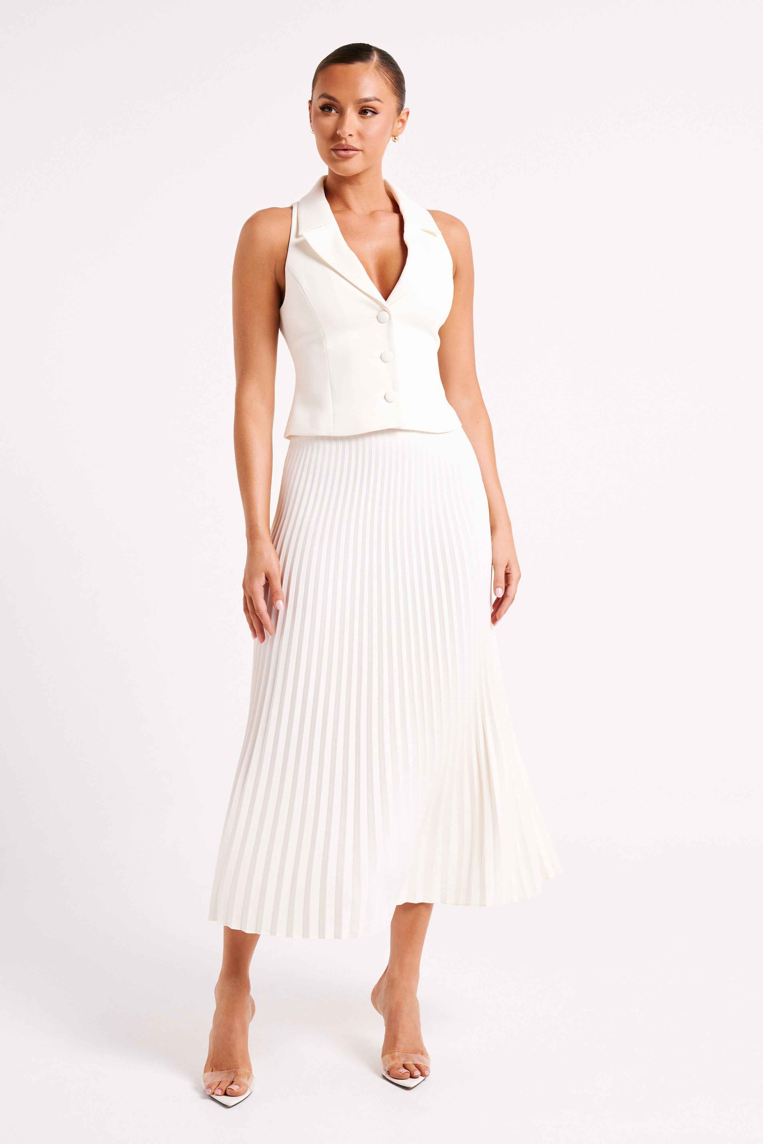 Twyla Ivory Pleated Maxi Skirt