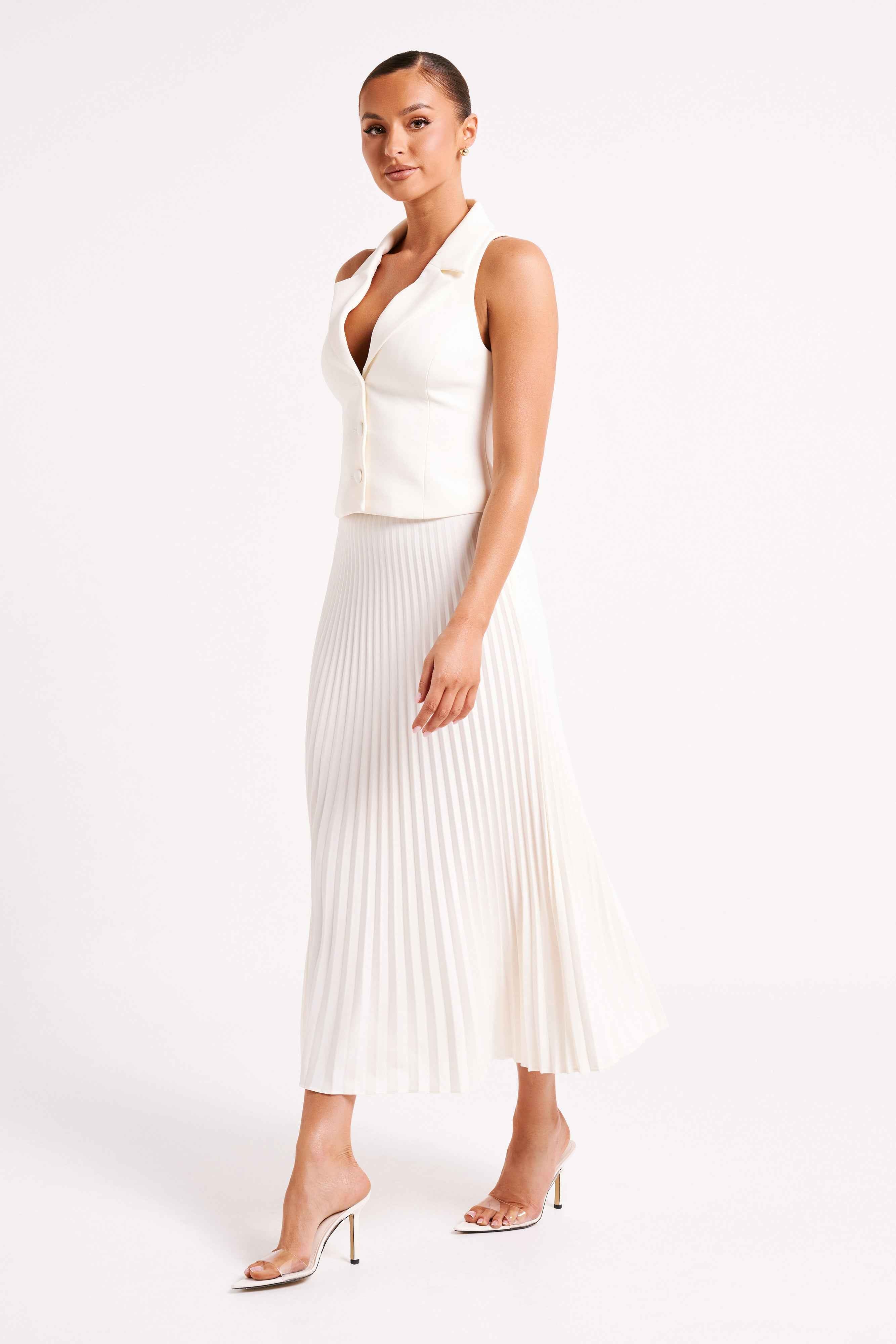 Twyla Ivory Pleated Maxi Skirt