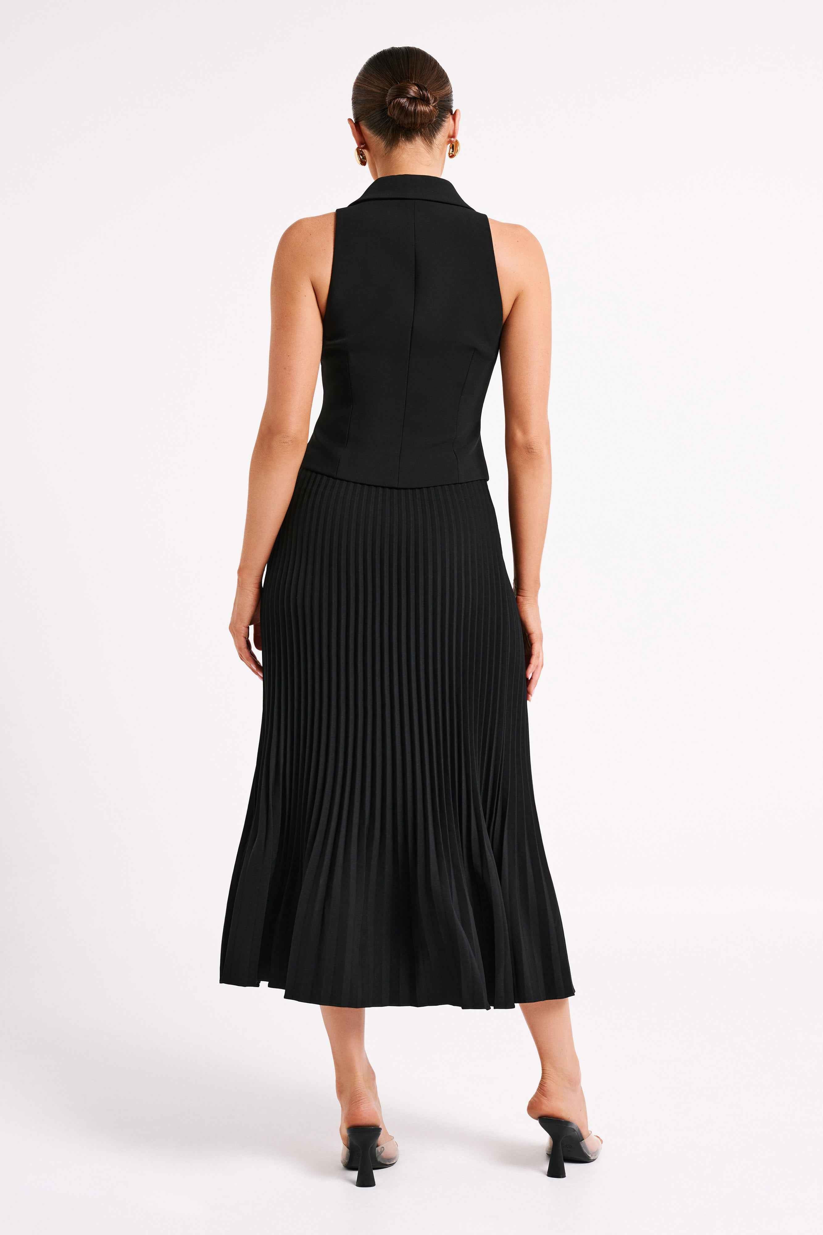 Twyla Black Pleated Maxi Skirt