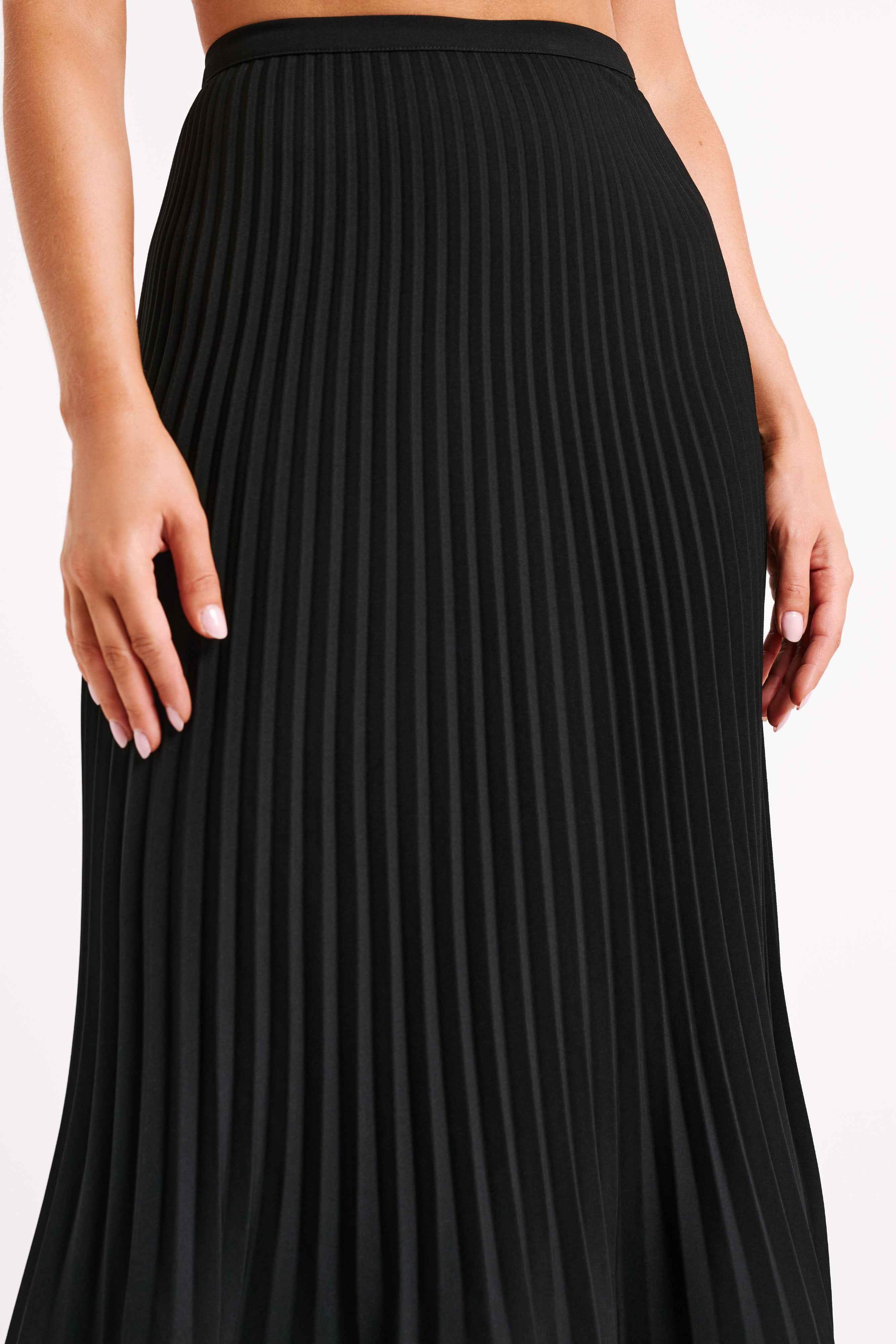 Twyla Black Pleated Maxi Skirt