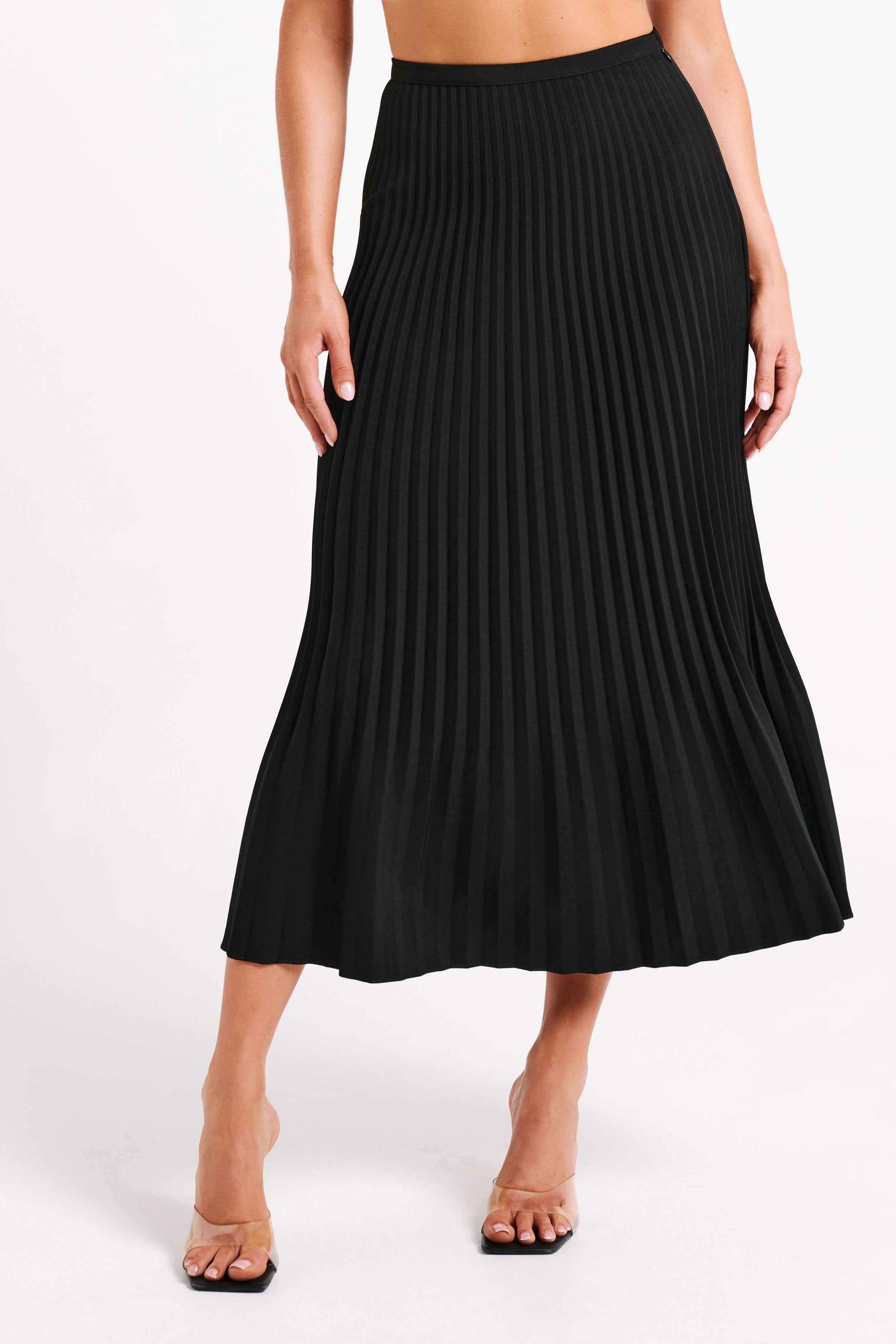 Twyla Black Pleated Maxi Skirt