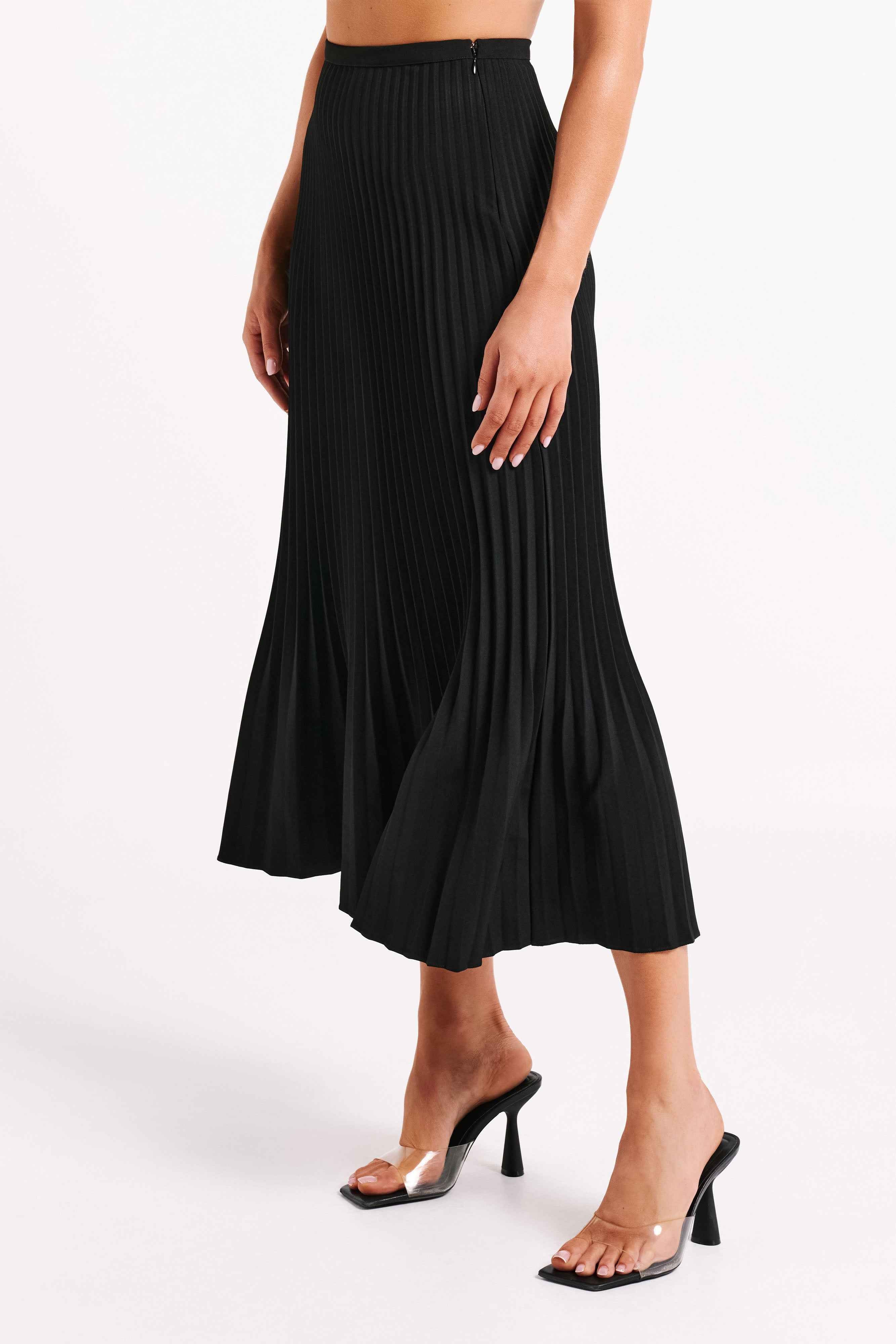Twyla Black Pleated Maxi Skirt