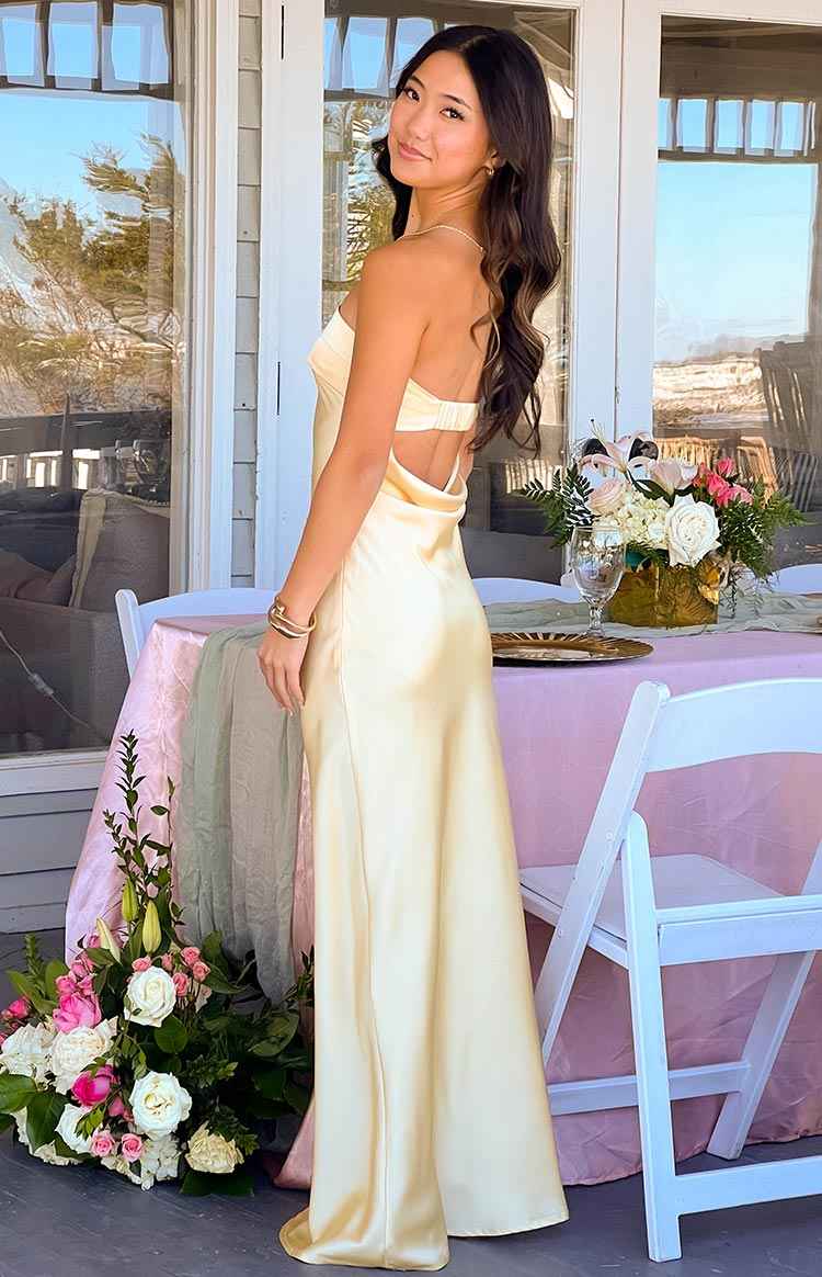 STRAPLESS SATIN MAXI FORMAL SUMMER DRESS