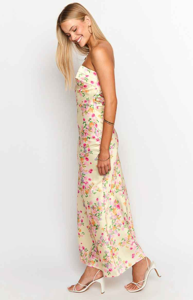 Maiah Yellow Bloom Prom Dress