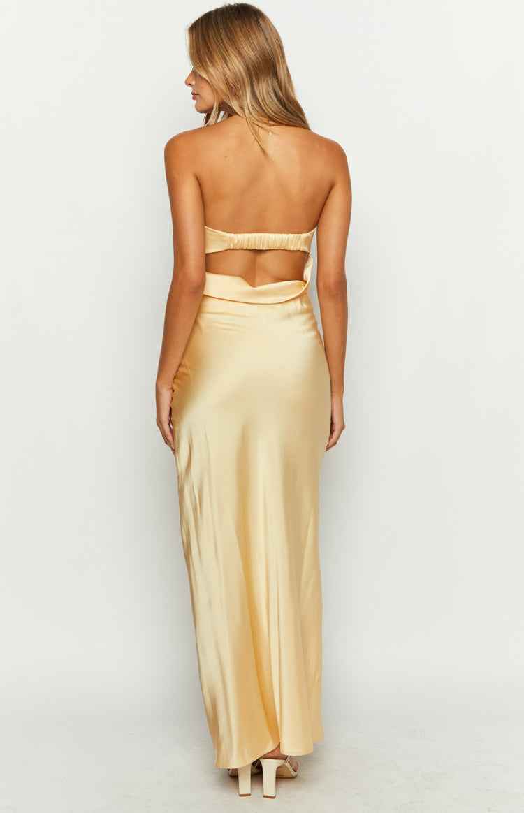 STRAPLESS SATIN MAXI FORMAL SUMMER DRESS
