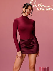 Majora Long Sleeve Mini Dress In Wine