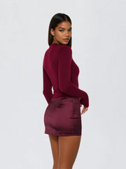 Majora Long Sleeve Mini Dress In Wine
