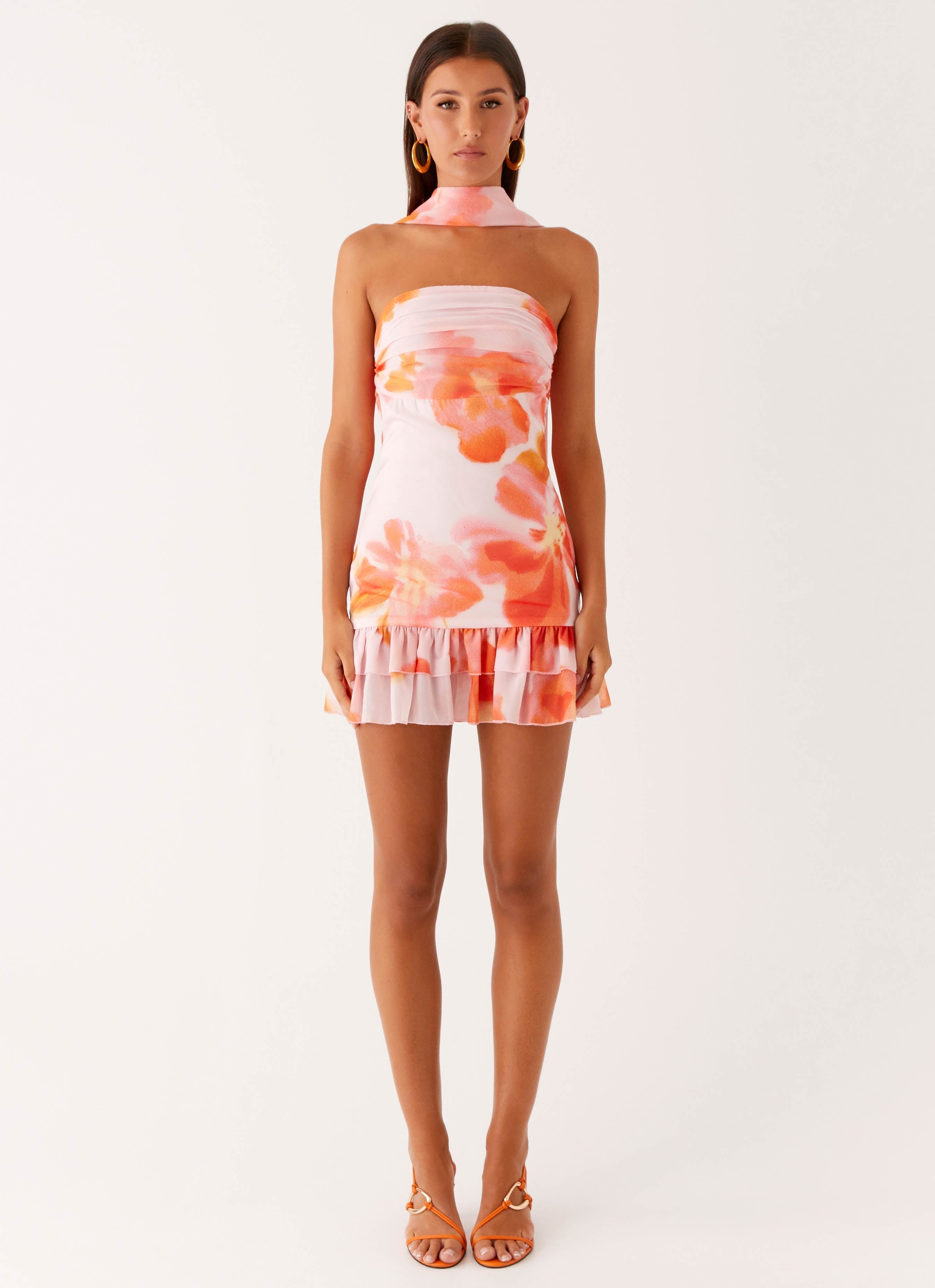 Manon Mini Dress - Blushing Blossom Strapless