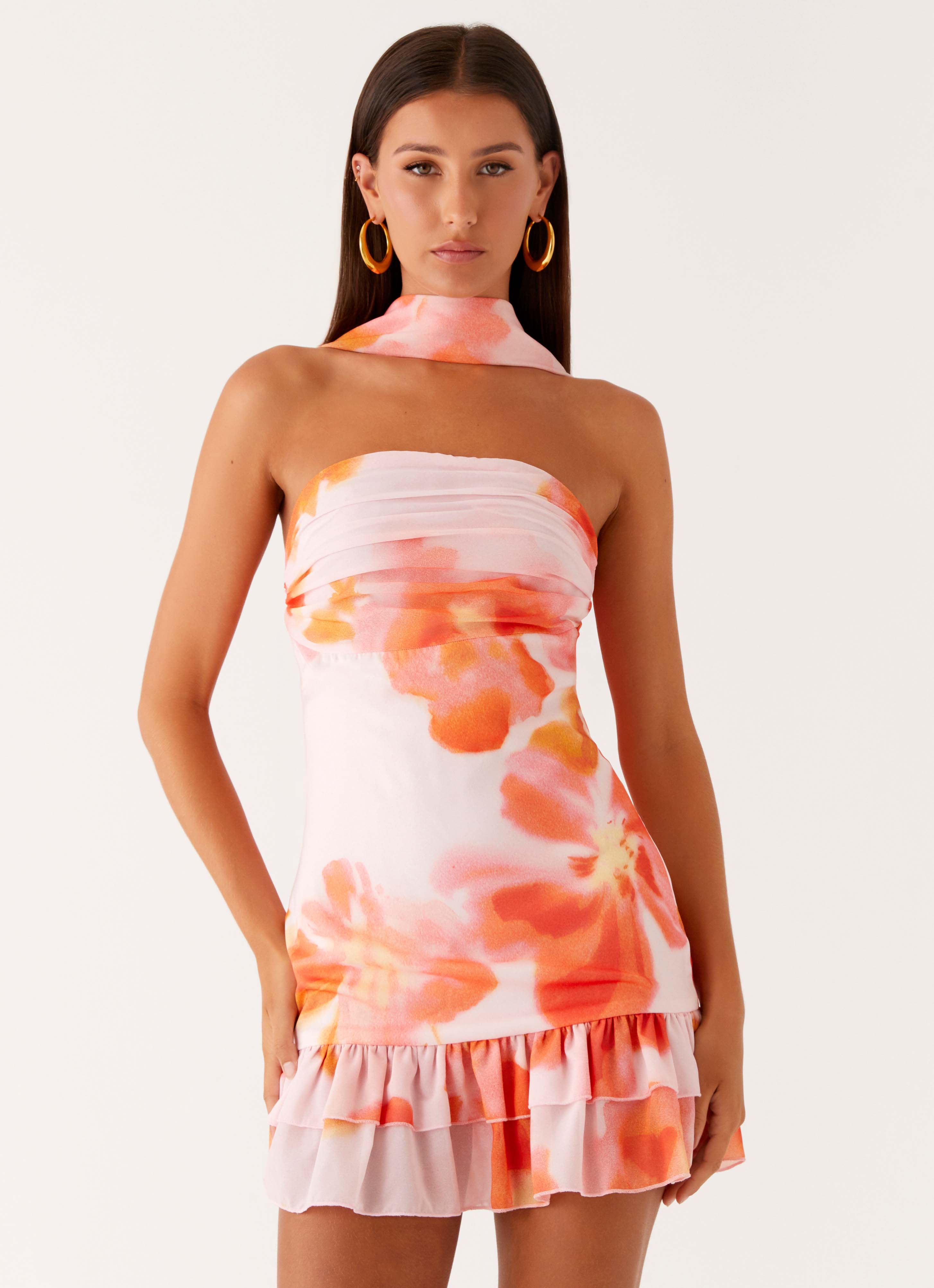 Manon Mini Dress - Blushing Blossom Strapless