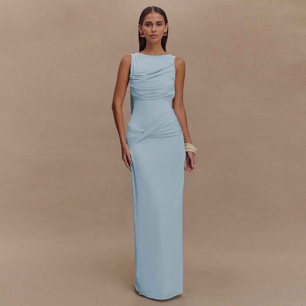 Sener Maxi Dress - Black Backless Split