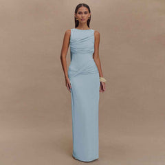 Sener Maxi Dress - Black Backless Split