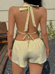 Halterneck Sleeveless Top & Shorts Set