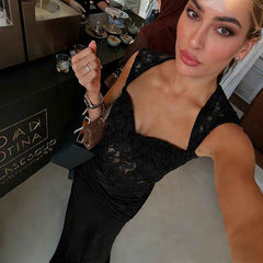 Ele Maxi Dress - Black Lace Patchwork