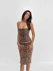 Leopard Mini Dress - Black Sleeveless Bandeau