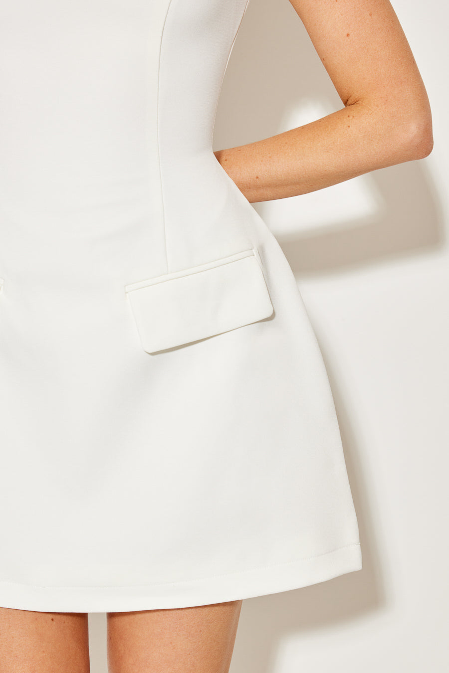 Odd Muse Fitted High Neck Mini Party Dress - White