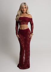 Opulent Dreams Lace Two Piece - Burgundy
