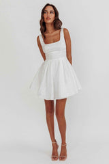 Belle Enchante Jacquard Mini Dress White