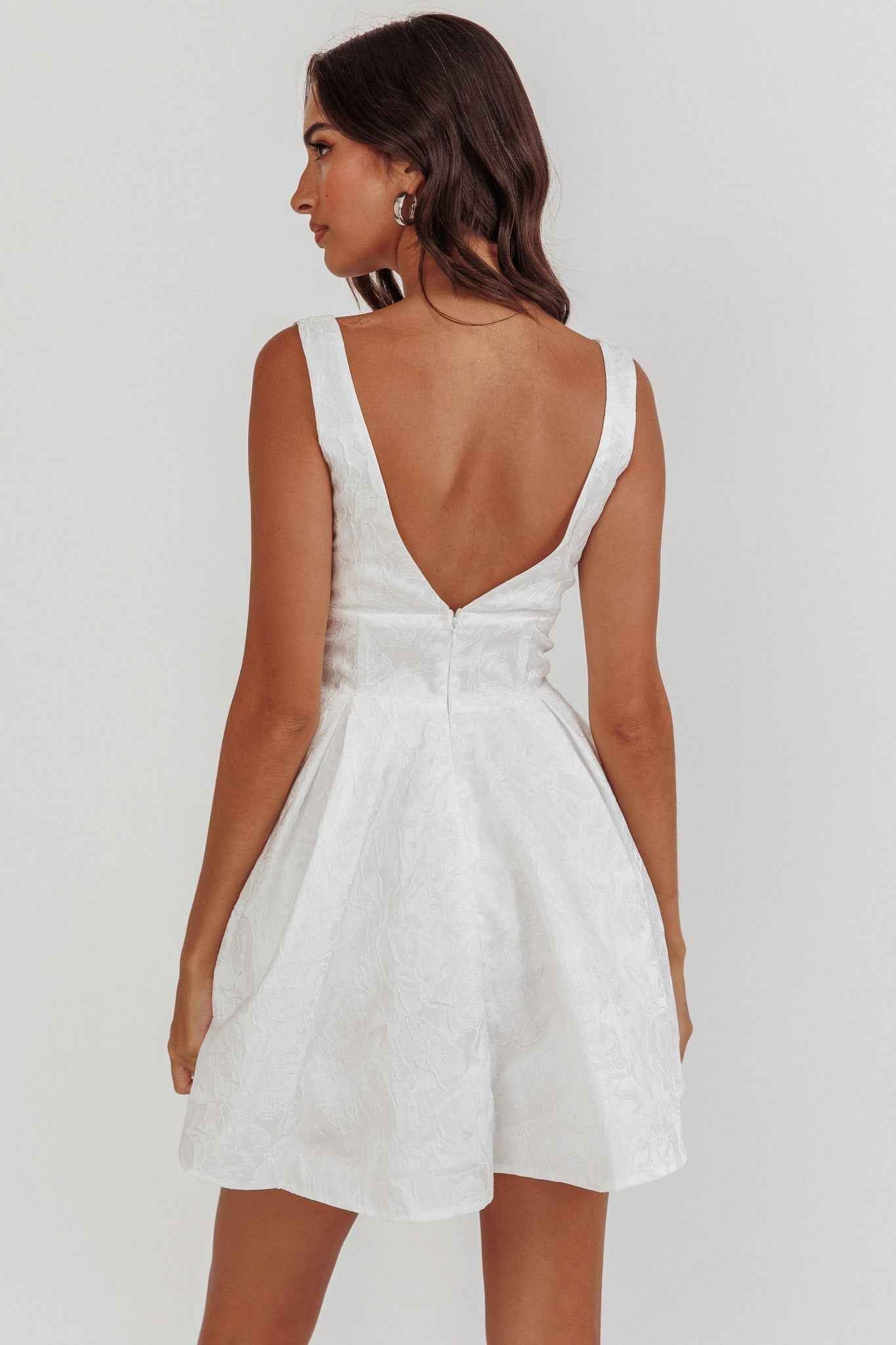Belle Enchante Jacquard Mini Dress White