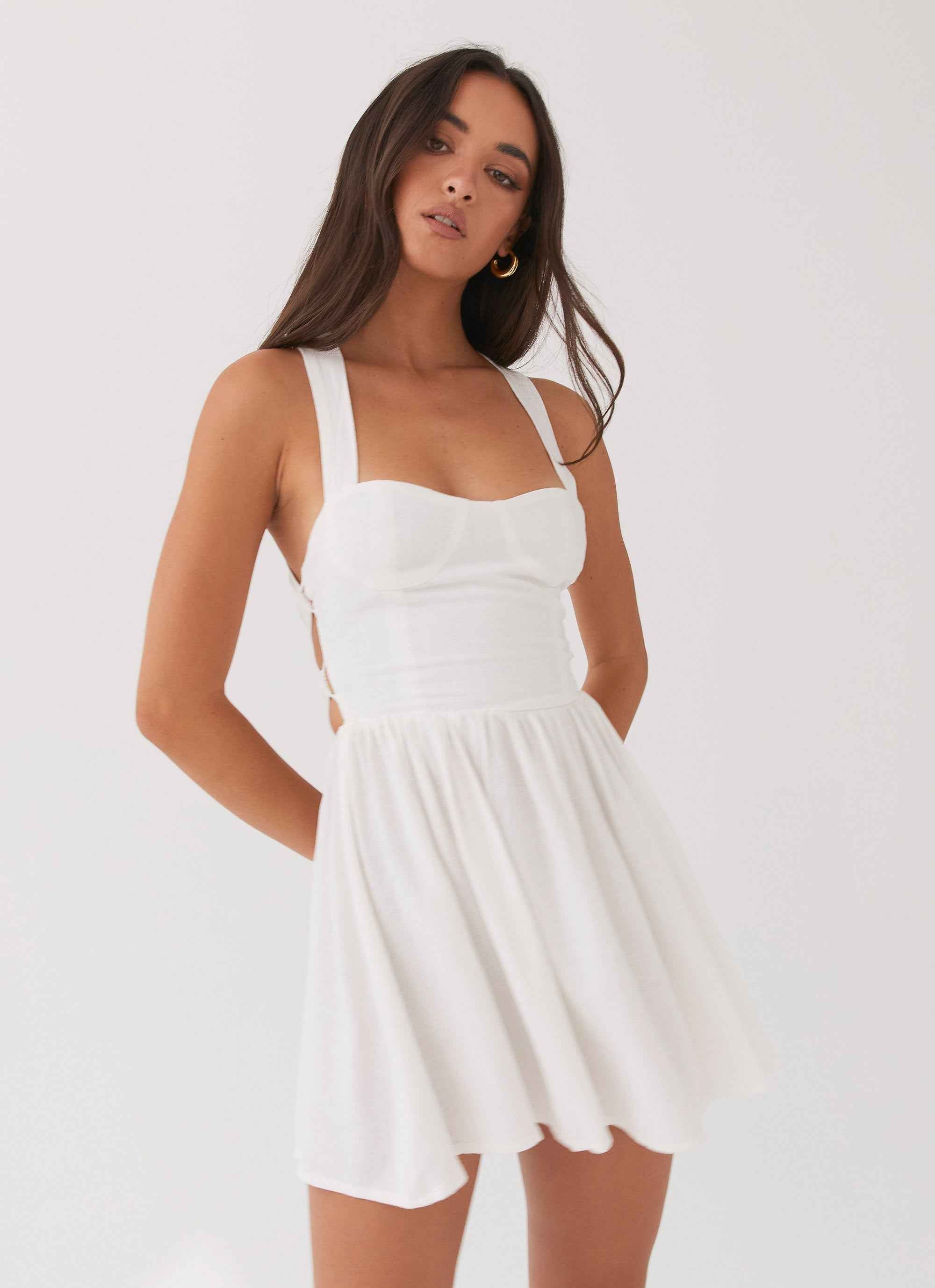 Penelope Mini Dress - Ivory Linen Tie-Back