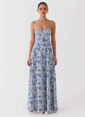 Angelina Maxi Dress - Blue Paisley Print