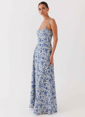 Angelina Maxi Dress - Blue Paisley Print