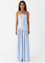 Eden Maxi Dress - Blue Strapless Chiffon