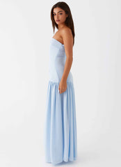 Eden Maxi Dress - Blue Strapless Chiffon