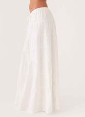 Mariella Maxi Skirt - White Linen A-line