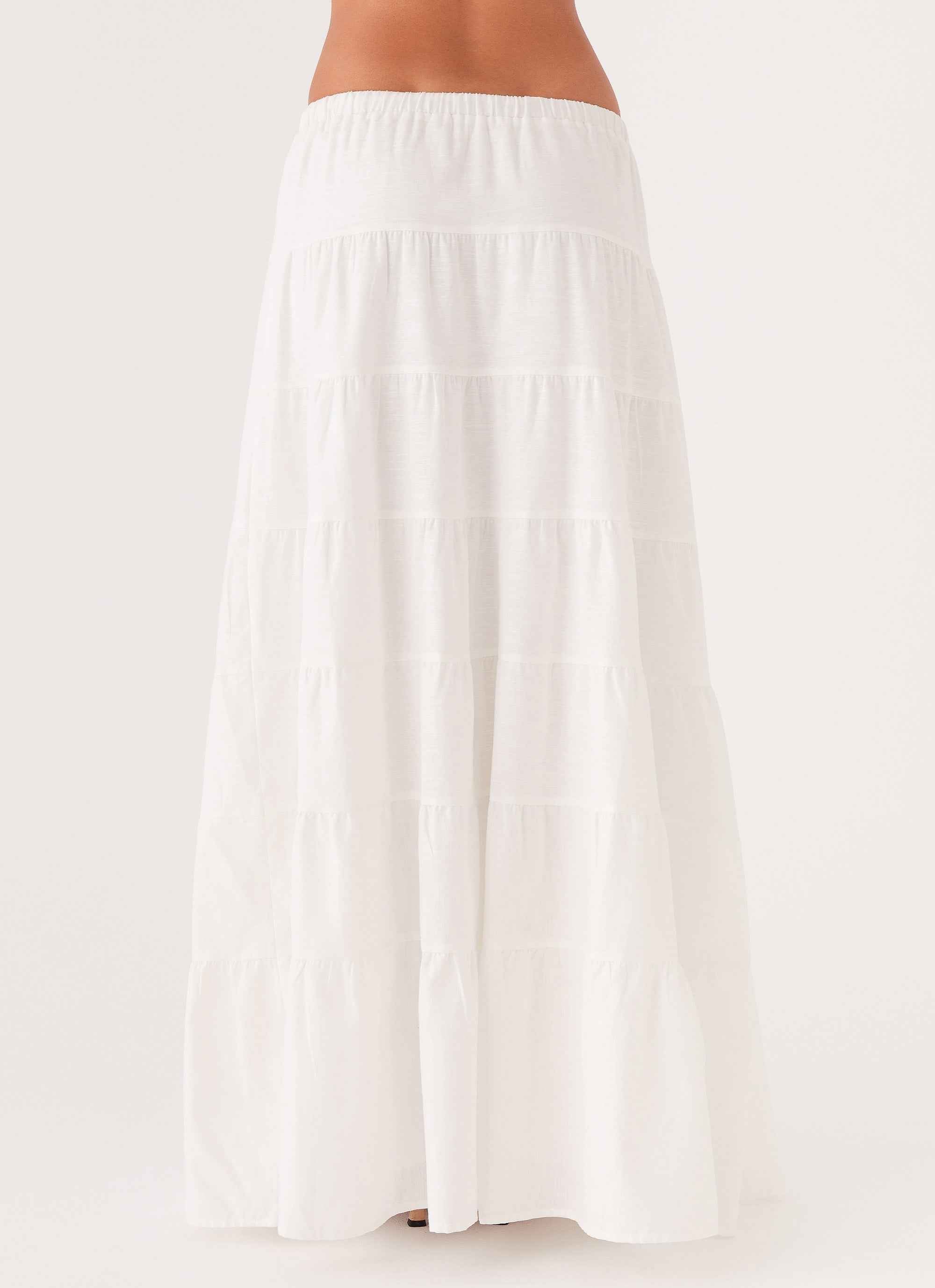 Mariella Maxi Skirt - White Linen A-line