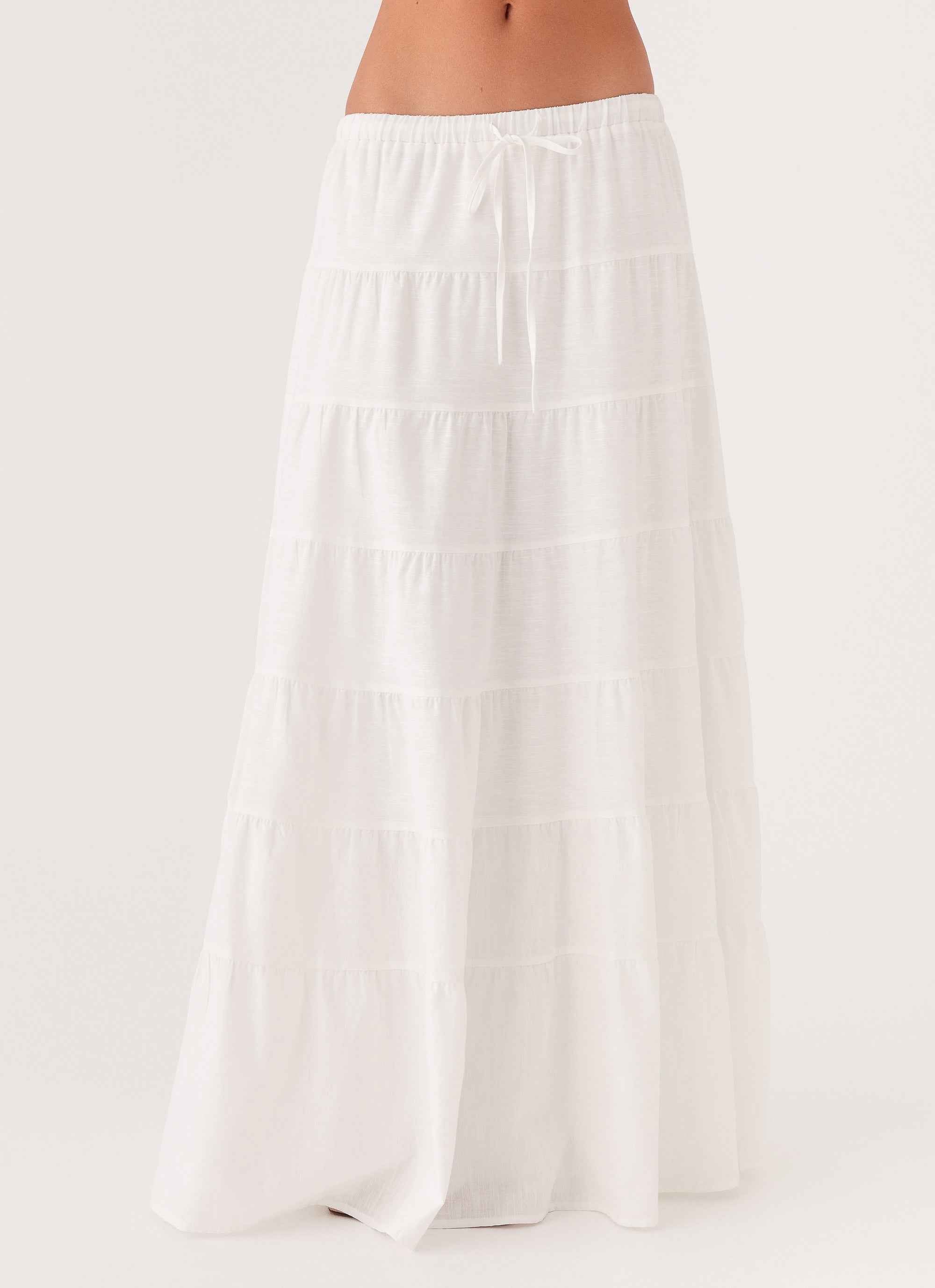 Mariella Maxi Skirt - White Linen A-line
