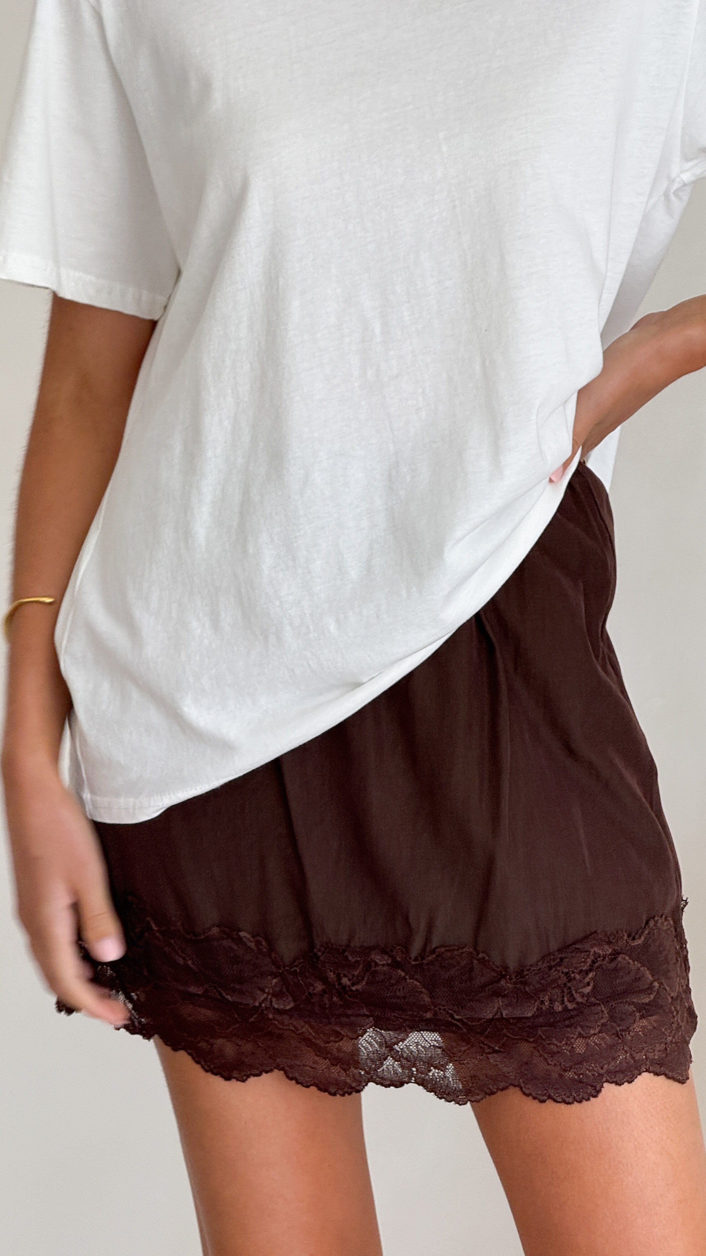 Davonne Chocolate Lace Mini Skirt