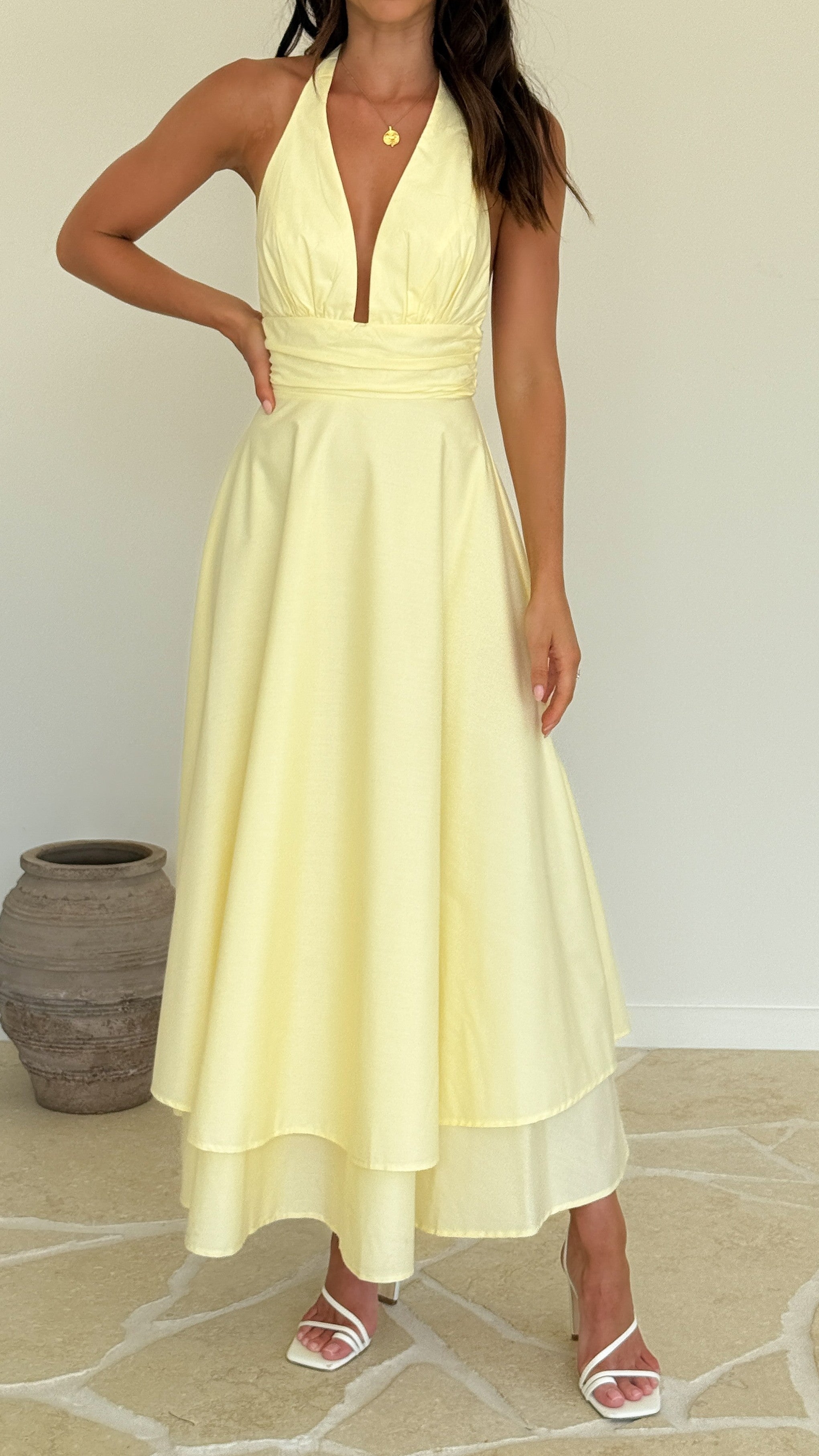 Kathy Lemon Halter Neck Maxi Dress