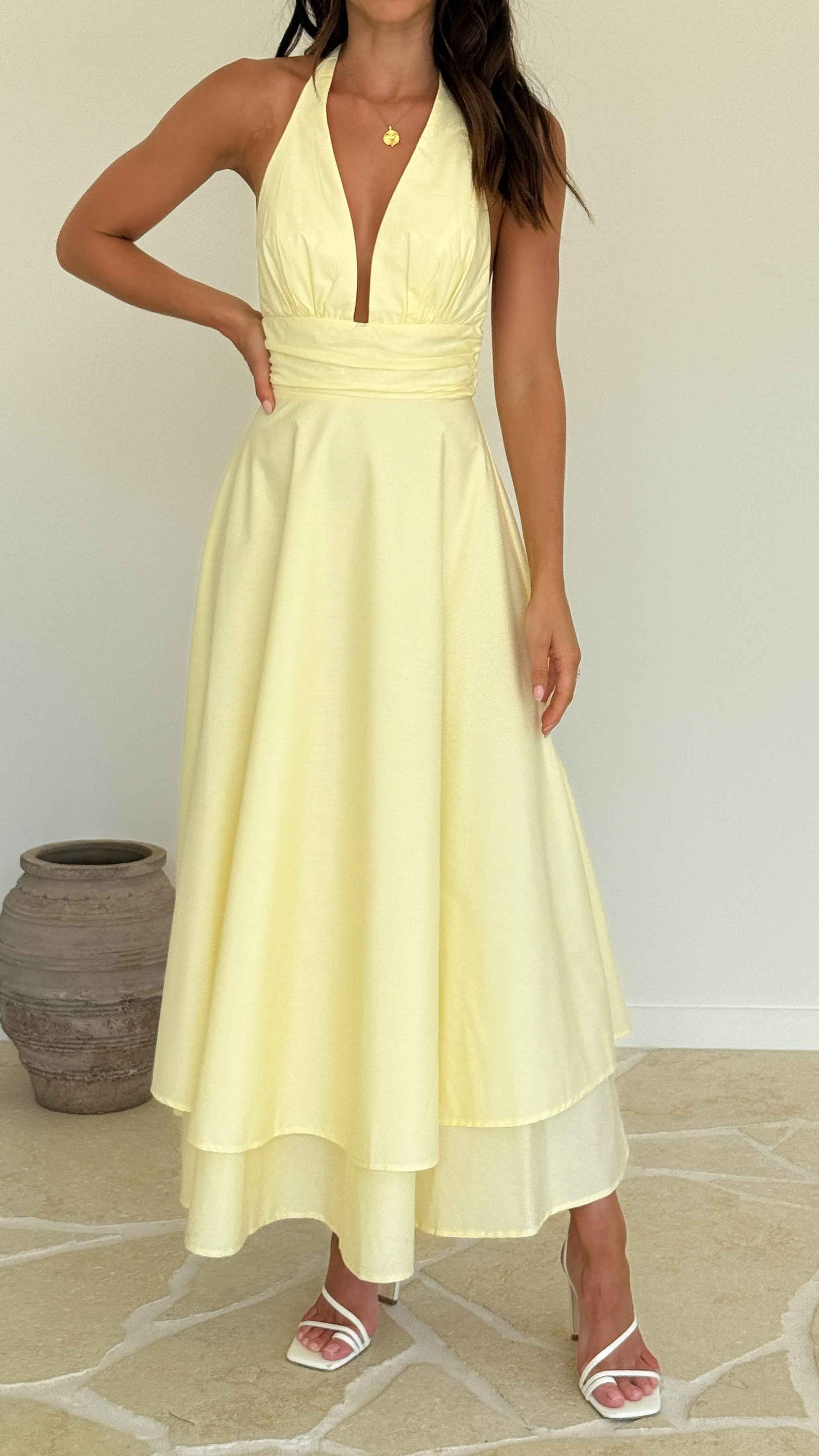 HALTER SLEEVELESS MAXI SUMMER PARTY DRESS