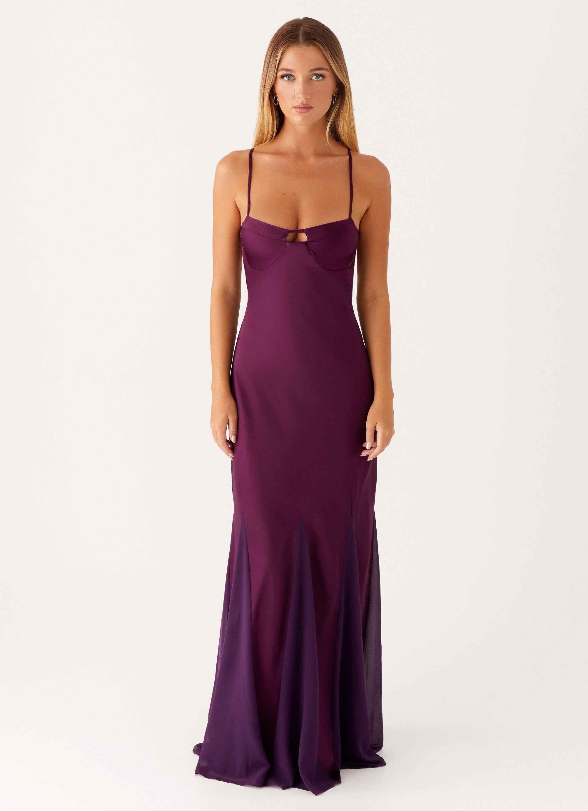Ravello Maxi Dress - Mulberry Satin Chiffon