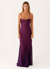 Ravello Maxi Dress - Mulberry Satin Chiffon