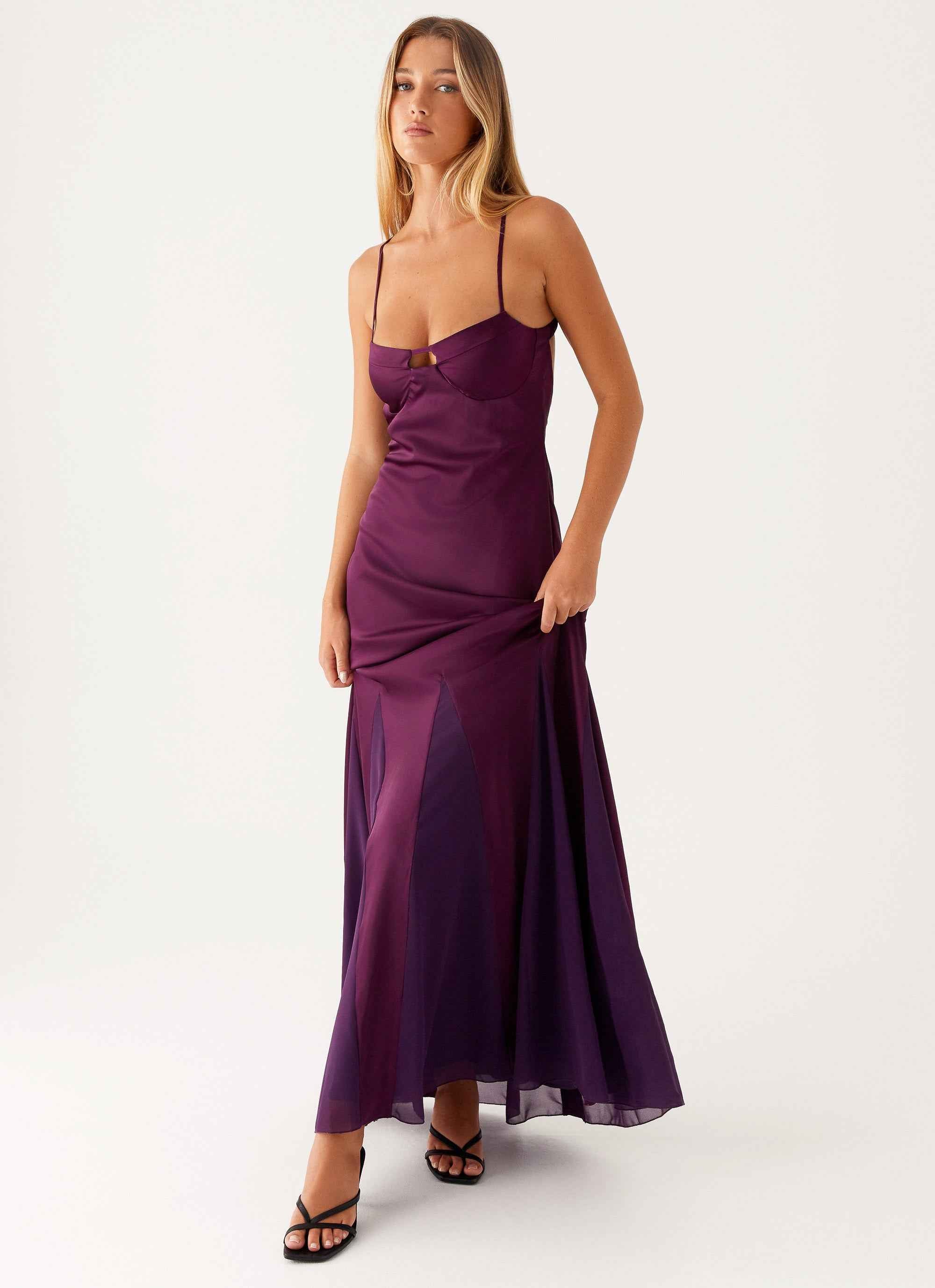 Ravello Maxi Dress - Mulberry Satin Chiffon