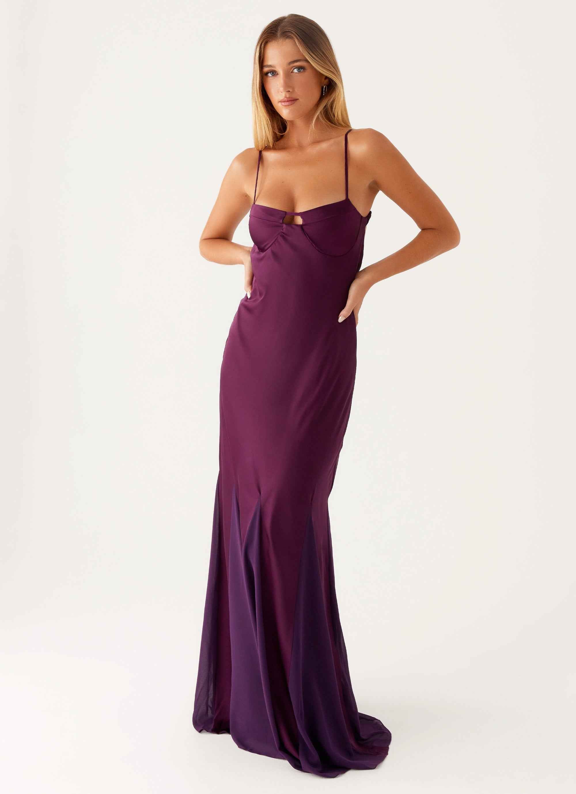 Ravello Maxi Dress - Mulberry Satin Chiffon
